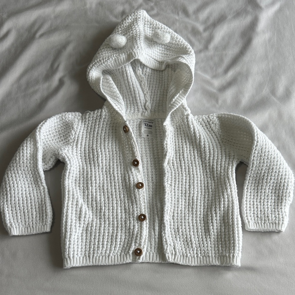 Carter's White Knit Hooded Sweater